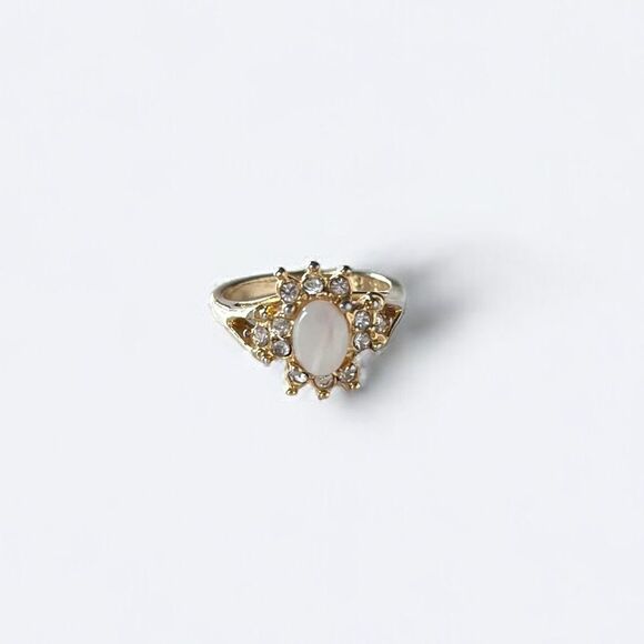 Opal & Rhinestone Gold Cocktail Ring - Picture 2 of 5